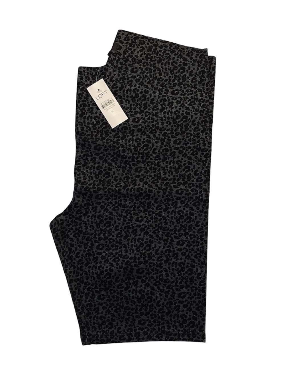 LOFT Dark Gray and Black Leopard Print Sculpt Bike Shorts